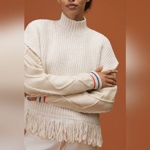 Anthropologie Fringe Cream Sweater Vest